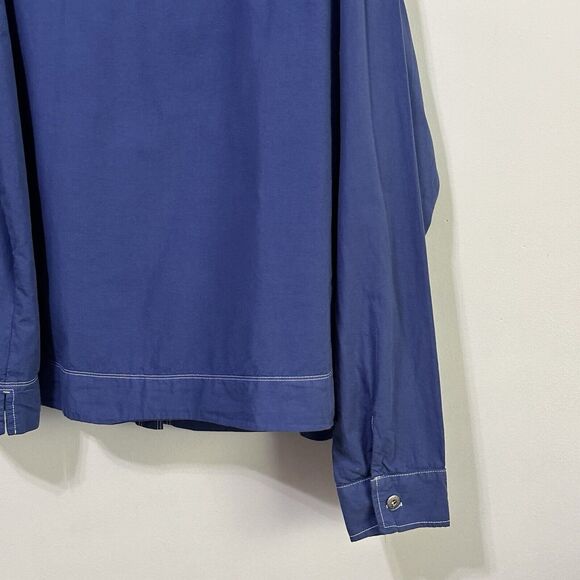 Fresh Produce Jacket Plus 1X Cotton Blue Lightweight Button Front Pockets Chore - Picture 10 of 12